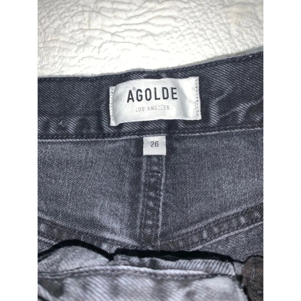 Agolde 90s Pinch Waist Jeans Washed Black Straight Leg Denim Size 26